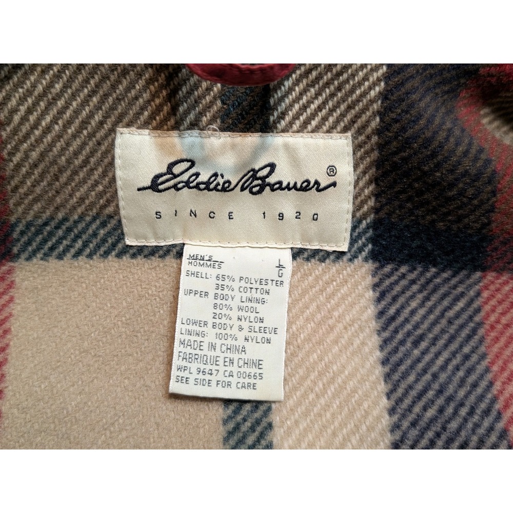 Vintage Eddie Bauer Mens‎ Red Cotton Blend Barn Field Jacket Wool Lined Large - Picture 3 of 6